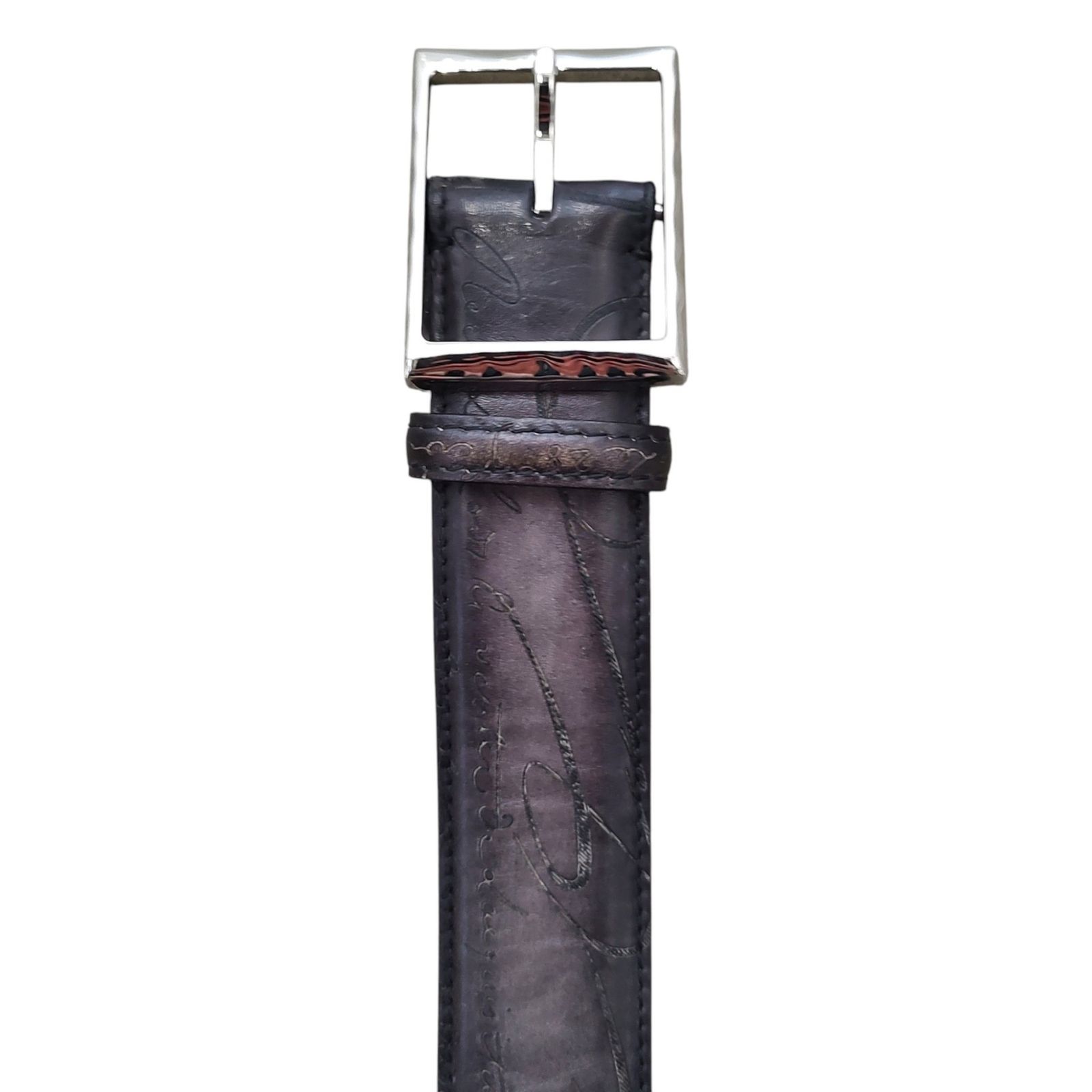 Berluti ベルルッティ カリグラフィ レザー ベルト N0274 95 グレー 