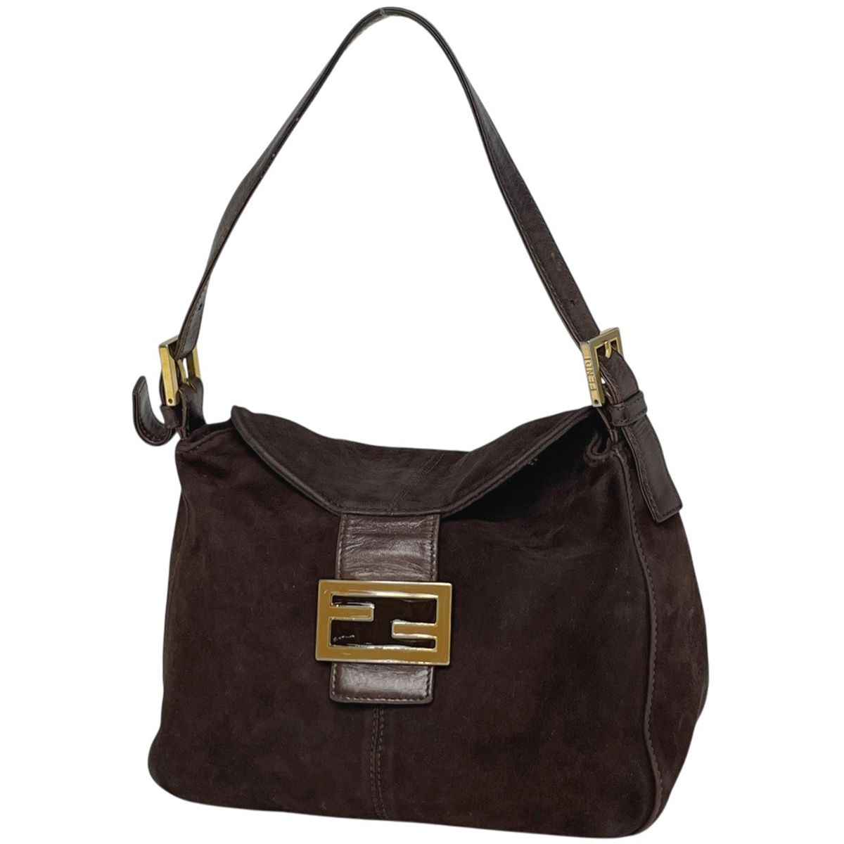 フェンディ FENDI ズッカロゴ ショルダーバッグ ワンショルダー マンマバケット スエード ブラウン レディース 【中古】