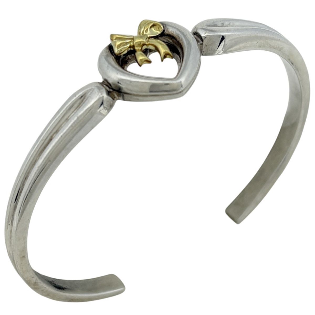 ティファニー TIFFANY&Co. ハート ウィズ ボウ バングル コンビ シルバー925 750 シルバー レディース 【中古】