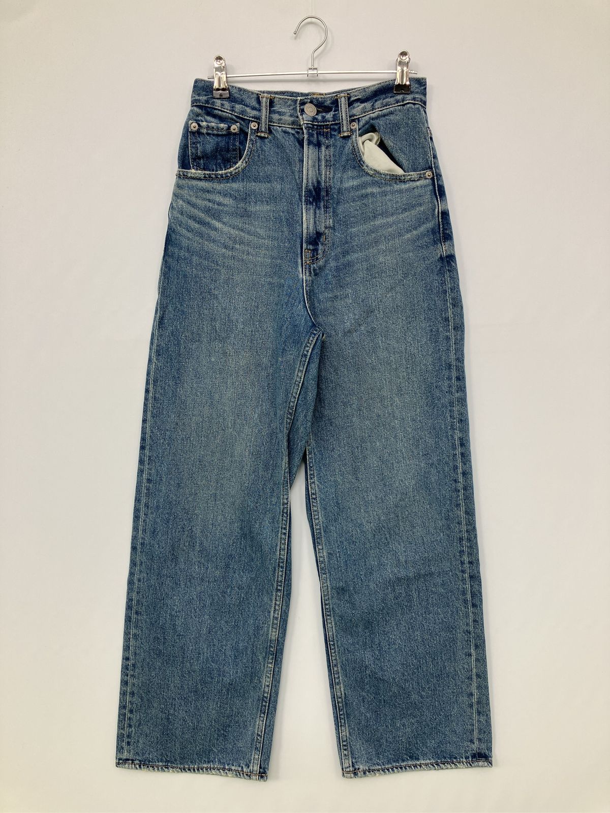 AZUL by MOUSSY アズールバイマウジー デニムパンツ S ブルー フルレングス 無地 スタンダード ストレート レギュラー ヴィンテージ レディース