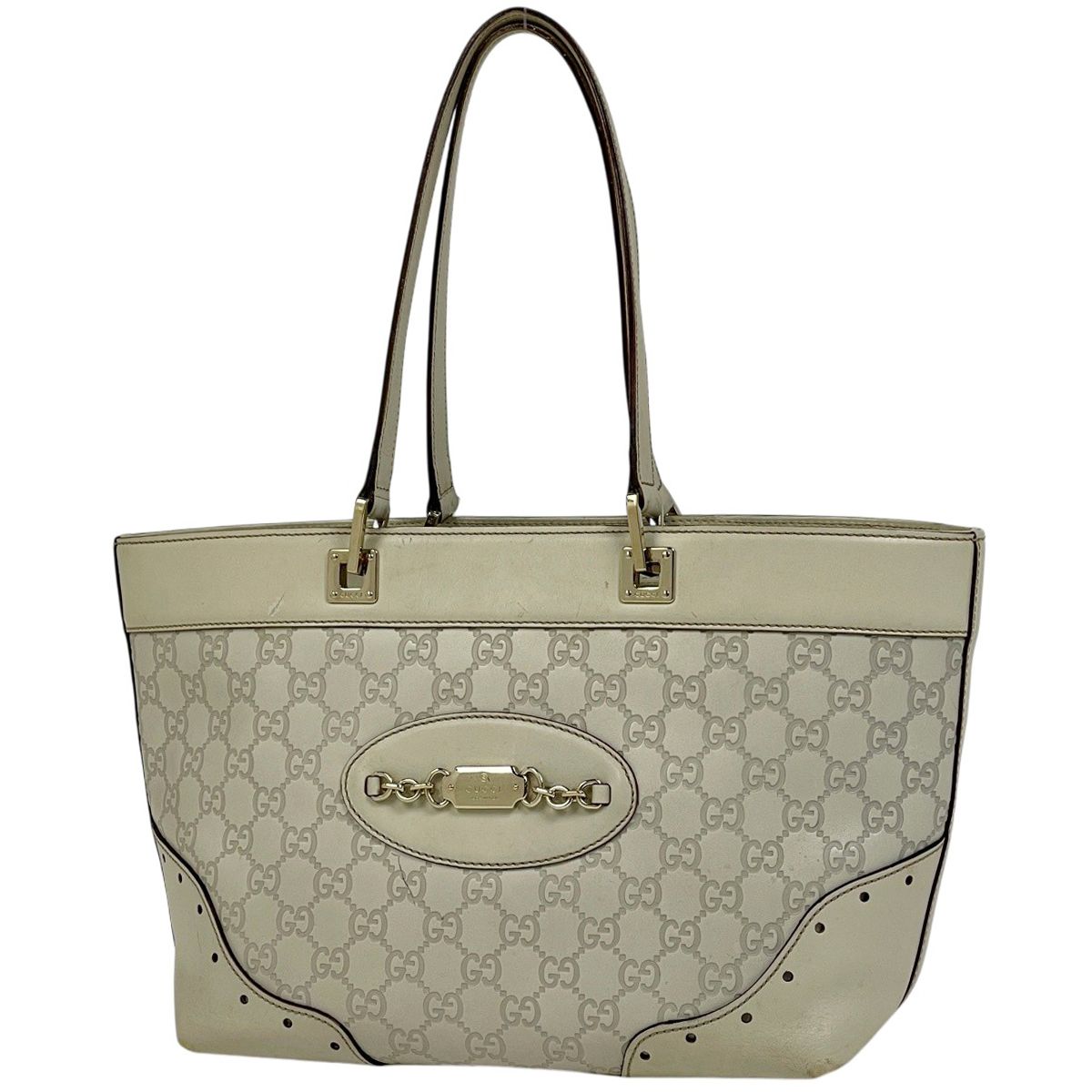 グッチ GUCCI グッチシマ トートバッグ シマレザー ホワイト 145993 レディース 【中古】