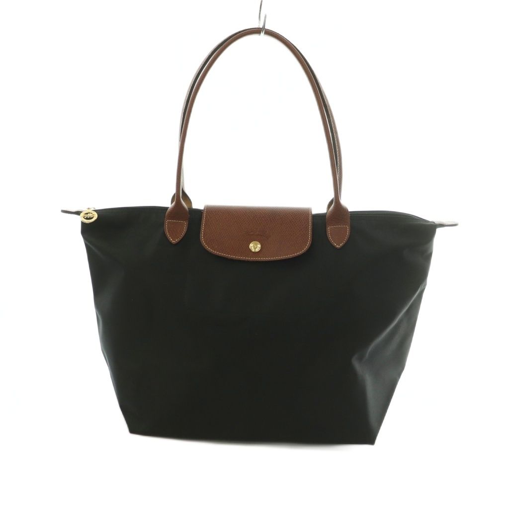 ロンシャン LONGCHAMP ルプリアージュ SHOPPING トートバッグ ナイロン 黒 ブラック 茶 ブラウン /MI ■OS