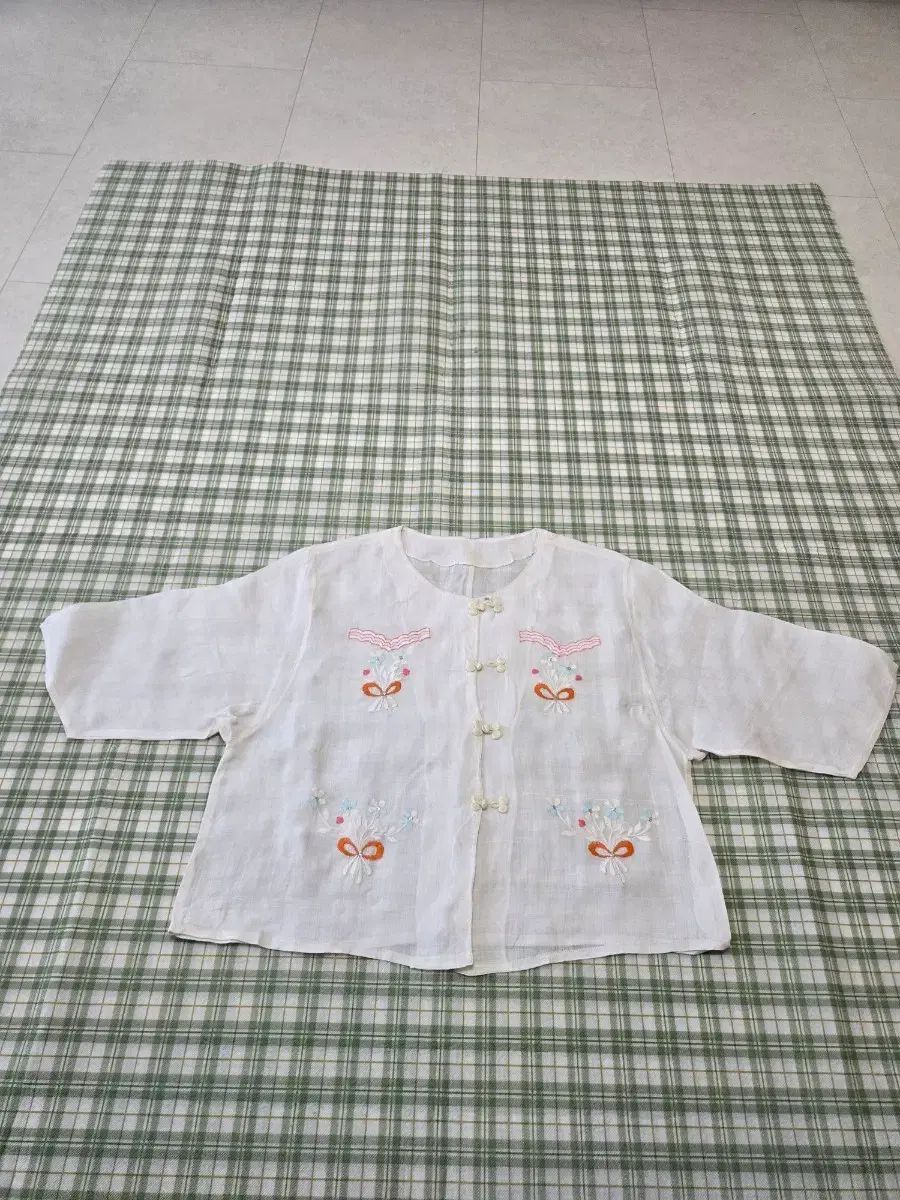 34ㅡリネン 麻 刺繍 シャツㅡ77