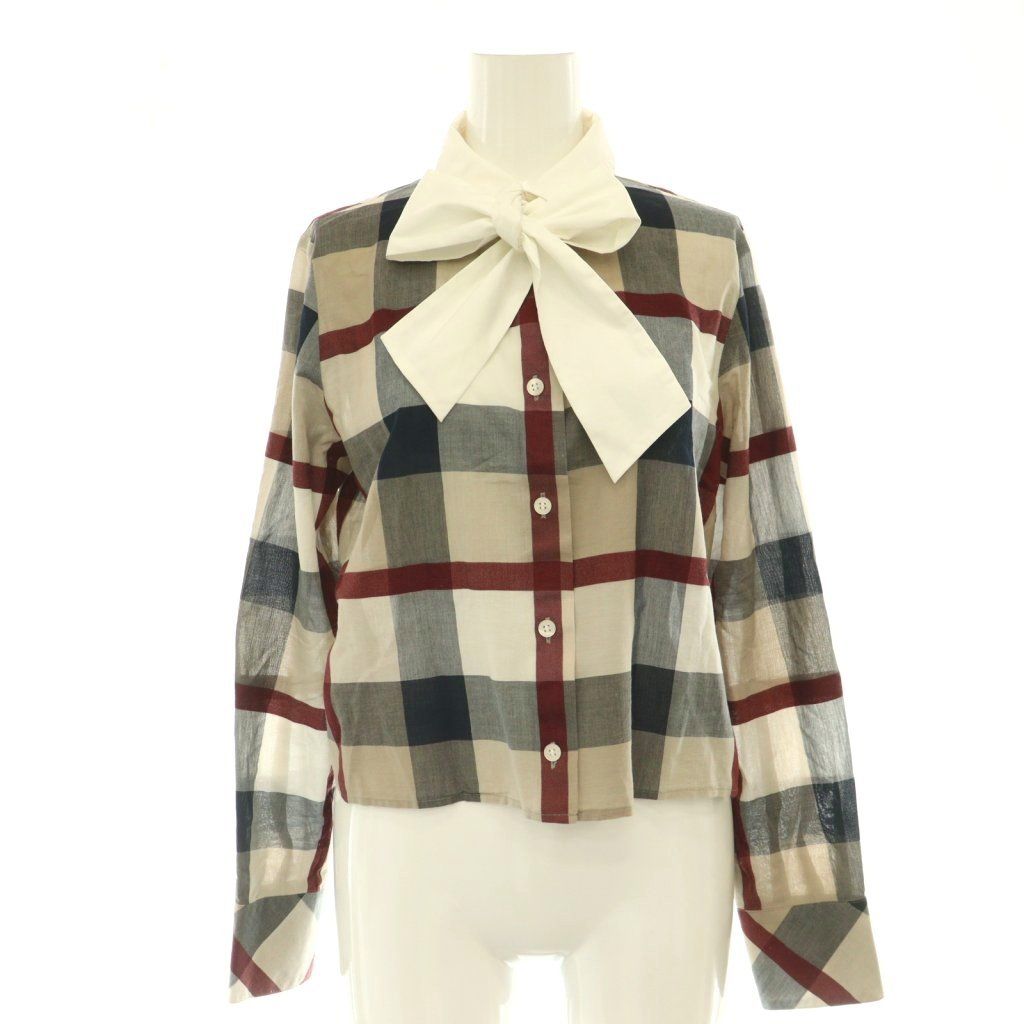 ブルーレーベルクレストブリッジ BLUE LABEL CRESTBRIDGE 25SS クレストブリッジチェック シャツ 長袖 36 ベージュ ネイビー /HK ■OS