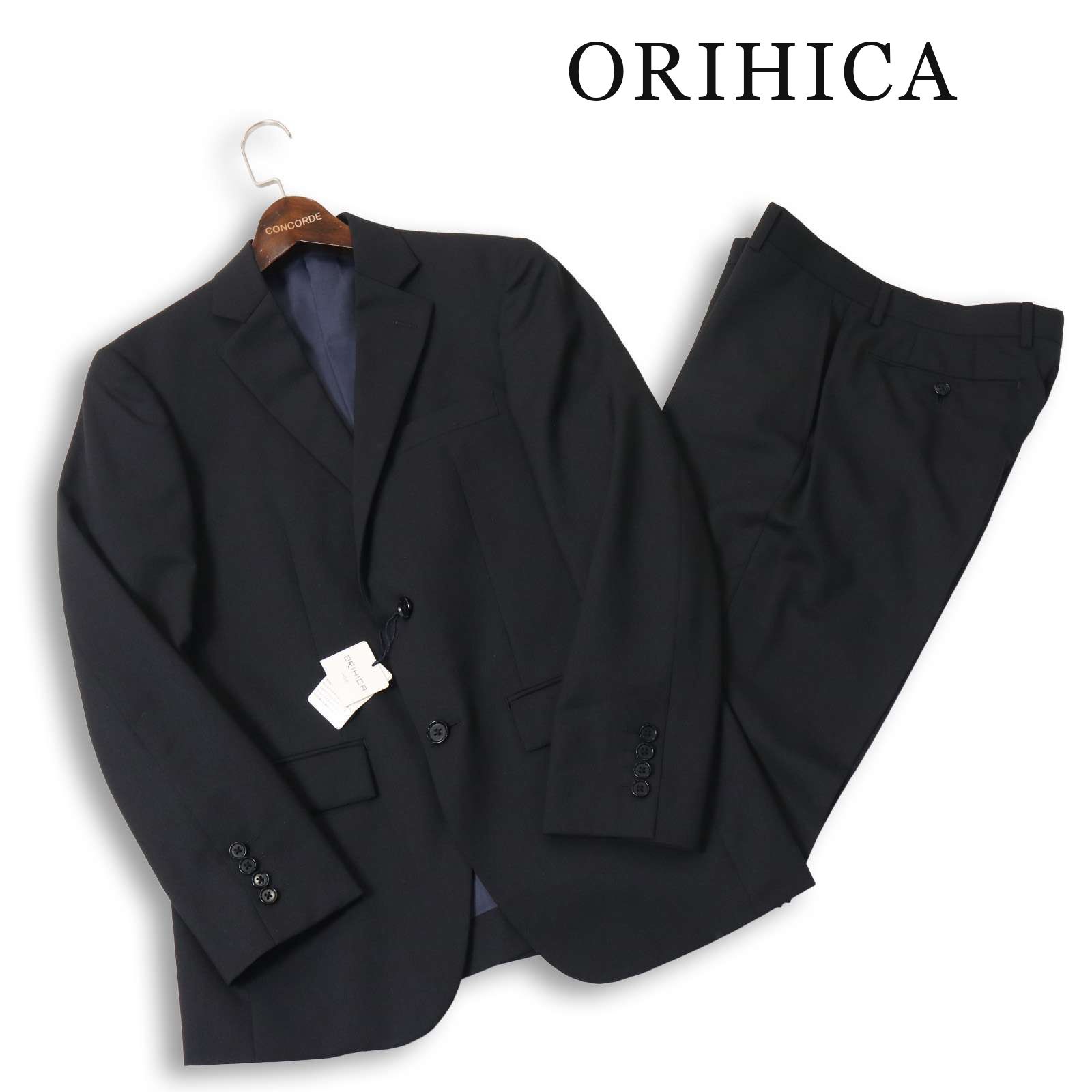 【新品 未使用】 ORIHICA オリヒカ 春夏 着回しSUIT★ 背抜き セットアップ スーツ Sz.A4　メンズ 黒 ビジネス ビジカジ