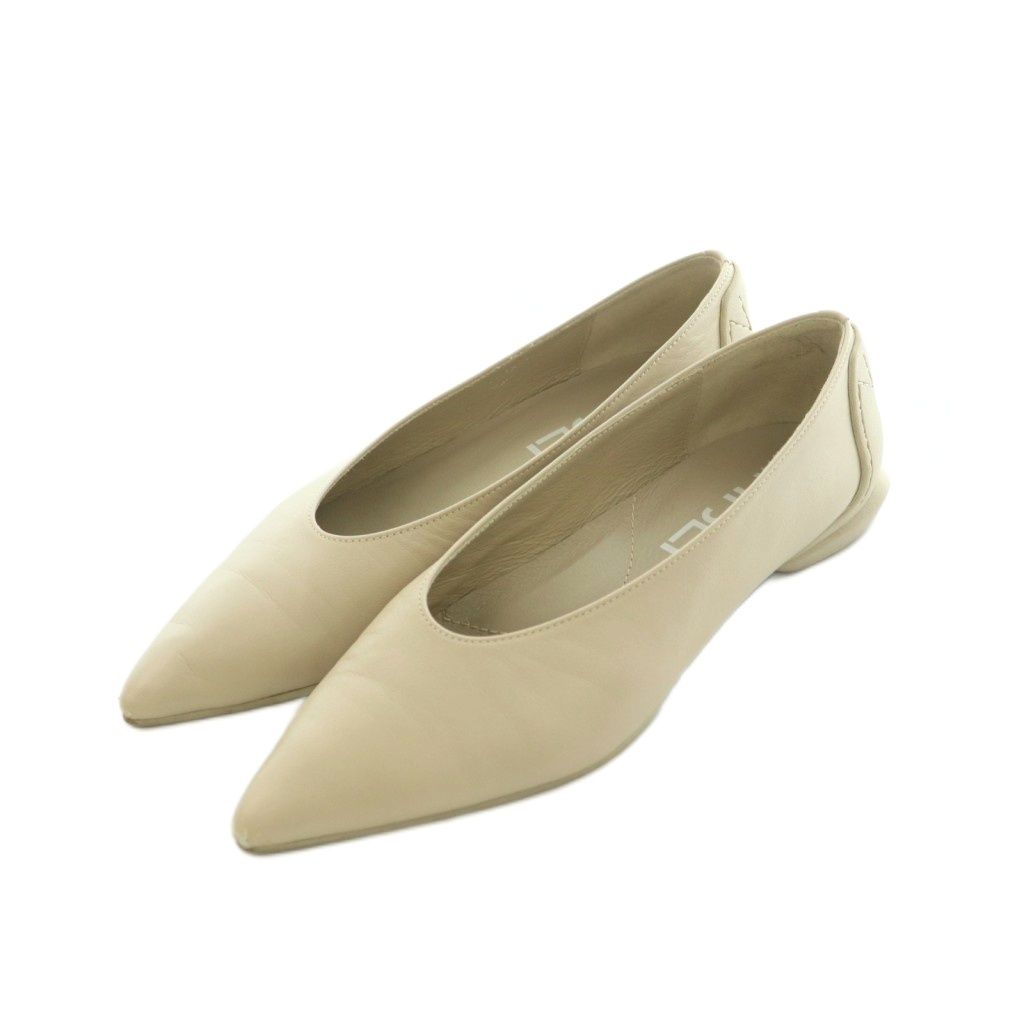 シーセイ SHISEI MM POINTED U PUMPS ポインテッドトゥパンプス ローヒール 36 23.0cm ベージュ /MI ■OS