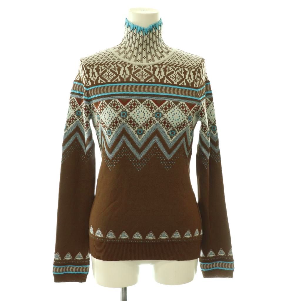 マメクロゴウチ Mame Kurogouchi Fair IsleHigh Neck Knitted Top ニット カットソー 長袖 タートルネック 2 モカ マルチカラー /DO ■OS