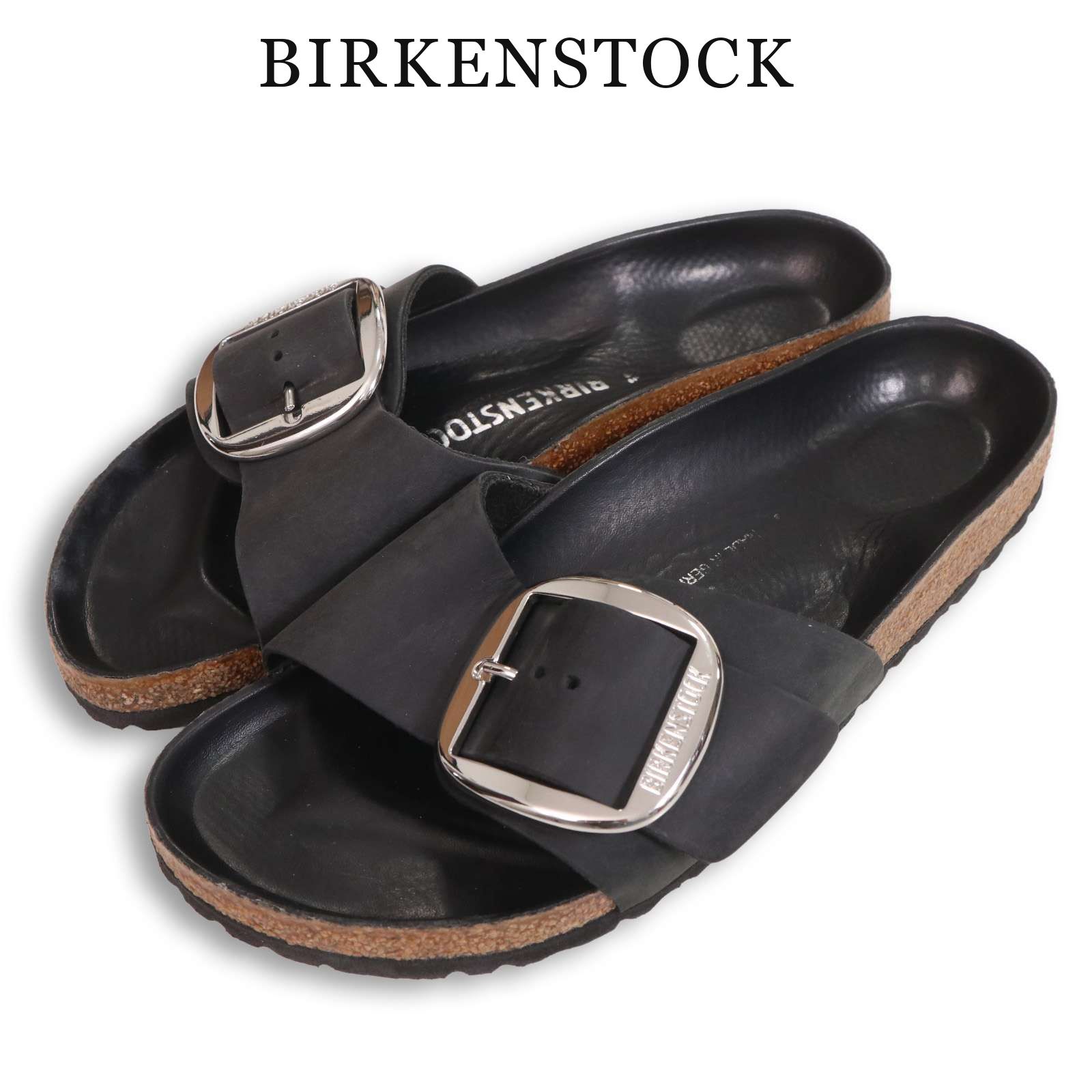 BIRKENSTOCK ビルケンシュトック 【MADRID マドリッド】 ビッグバックル コンフォート サンダル Sz.24cm位 レディース 黒