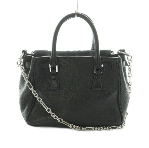 メゾンマルジェラ 11 Maison Margiela 11 5AC マイクロ 2WAY ハンドバッグ ショルダー レザー チェーン 切替 黒 ブラック シルバーカラー /BB ■OS ■SH ▲H