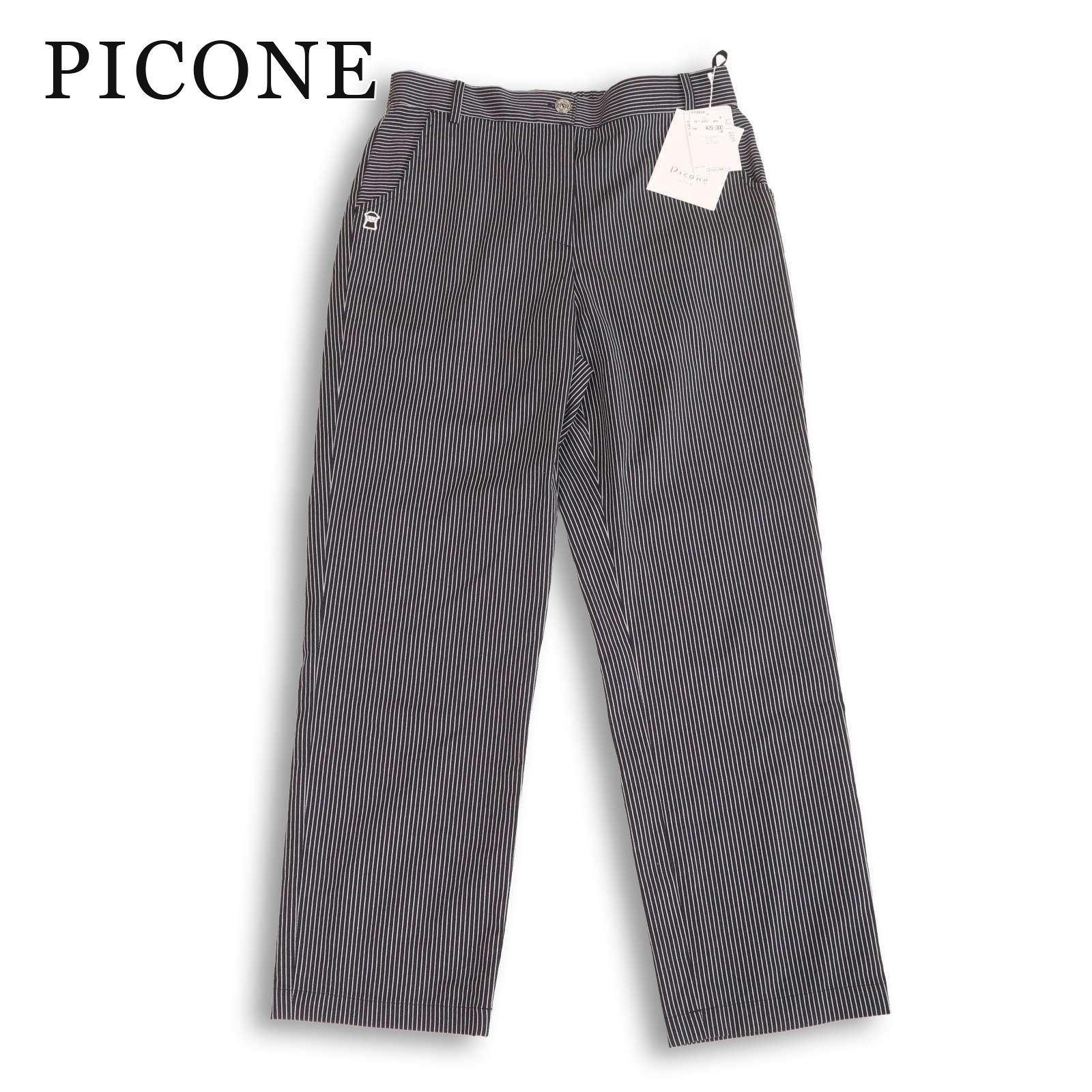 【新品 未使用】 PICONE CLUB ピッコーネ クラブ 通年★ ストレッチ ストライプ パンツ 大きいサイズ Sz.42 レディース 紺