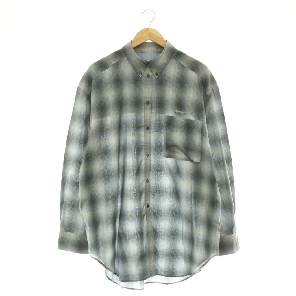 プランクプロジェクト PRANK PROJECT Power Shoulder Big Shirシャツ チェック オーバーサイズ 長袖 F ブルー /HK ■OS ■SH