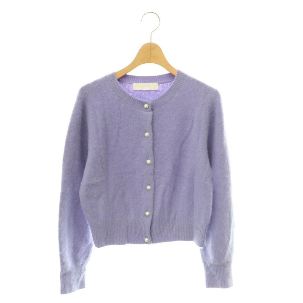 ノーリーズ Nolley's ソフィー sophi 24AW カシミヤ混ヘアリーパール釦クルーネックカーディガン ニット 38 ラベンダー /ES ■OS