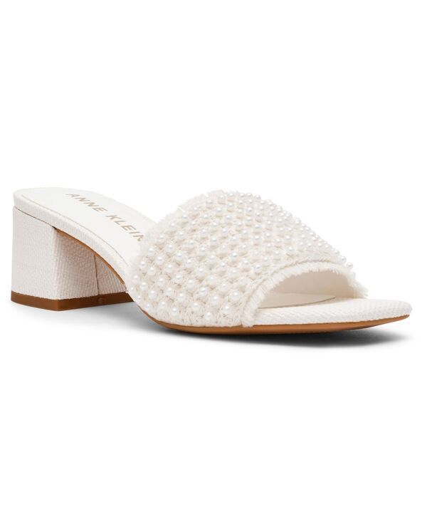 アンクライン レディース シューズ サンダル ヒール Anne Klein Womens DollsP Block Heel Dress Sandals White Pearl ホワイト