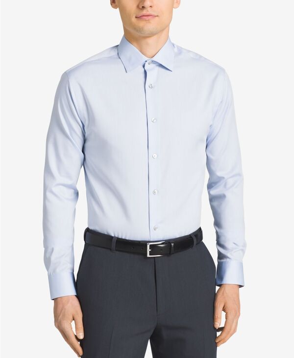 カルバンクライン メンズ トップス シャツ スリムフィット Calvin Klein Mens NonIron Performance Herringbone Dress Shirt Classic