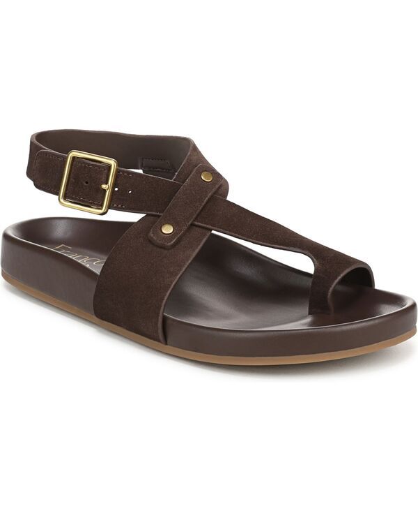 フランコサルト レディース シューズ サンダル Franco Sarto Blair Toe Loop Round Toe Buckle Flat Sandals Dark Brown Suede ブ