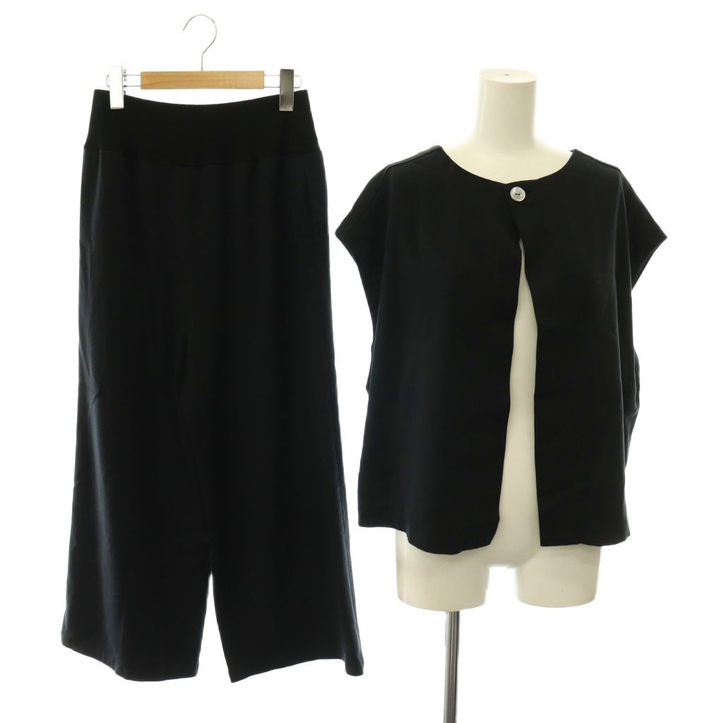 ビアズリー BEARDSLEY ガリャルダガランテ 25SS ショートベスト マルチウエストリブワイドパンツ セットアップ 0 ブラック /ES ■OS