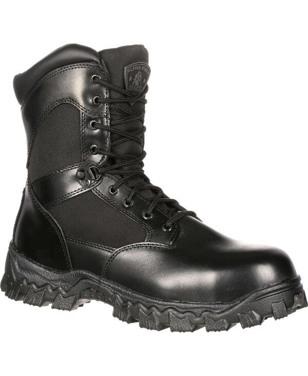 ロッキー メンズ シューズ ブーツ・レインブーツ ROCKY Mens Alpha Force Zipper Waterproof Public Service Boot Black ブラック