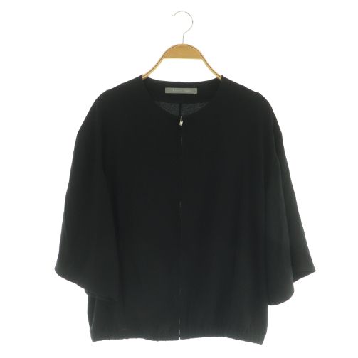 セオリーリュクス theory luxe 24SS Flow Primie ジップアップ ブルゾン ジャケット 七分袖 38 黒 ブラック /BB ■OS ▲H