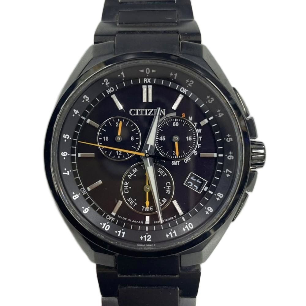 シチズン CITIZEN アテッサ エコドライブ 腕時計 ウォッチ ソーラー クロノグラフ チタン 黒 ブラック /JS