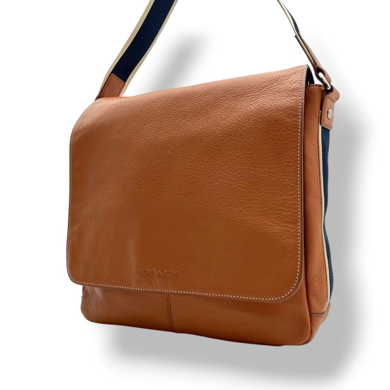 COACH コーチ F70556 レザーメッセンジャーバッグ ネイビー系