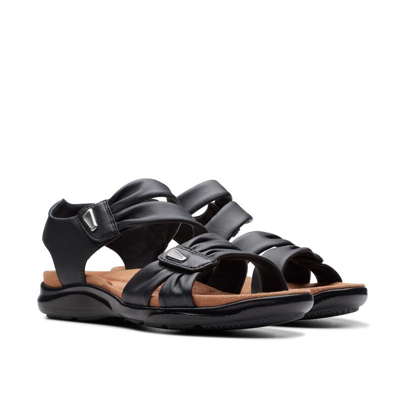 クラークス レディース シューズ サンダル Clarks Kitly Ave Black Leather ブラック