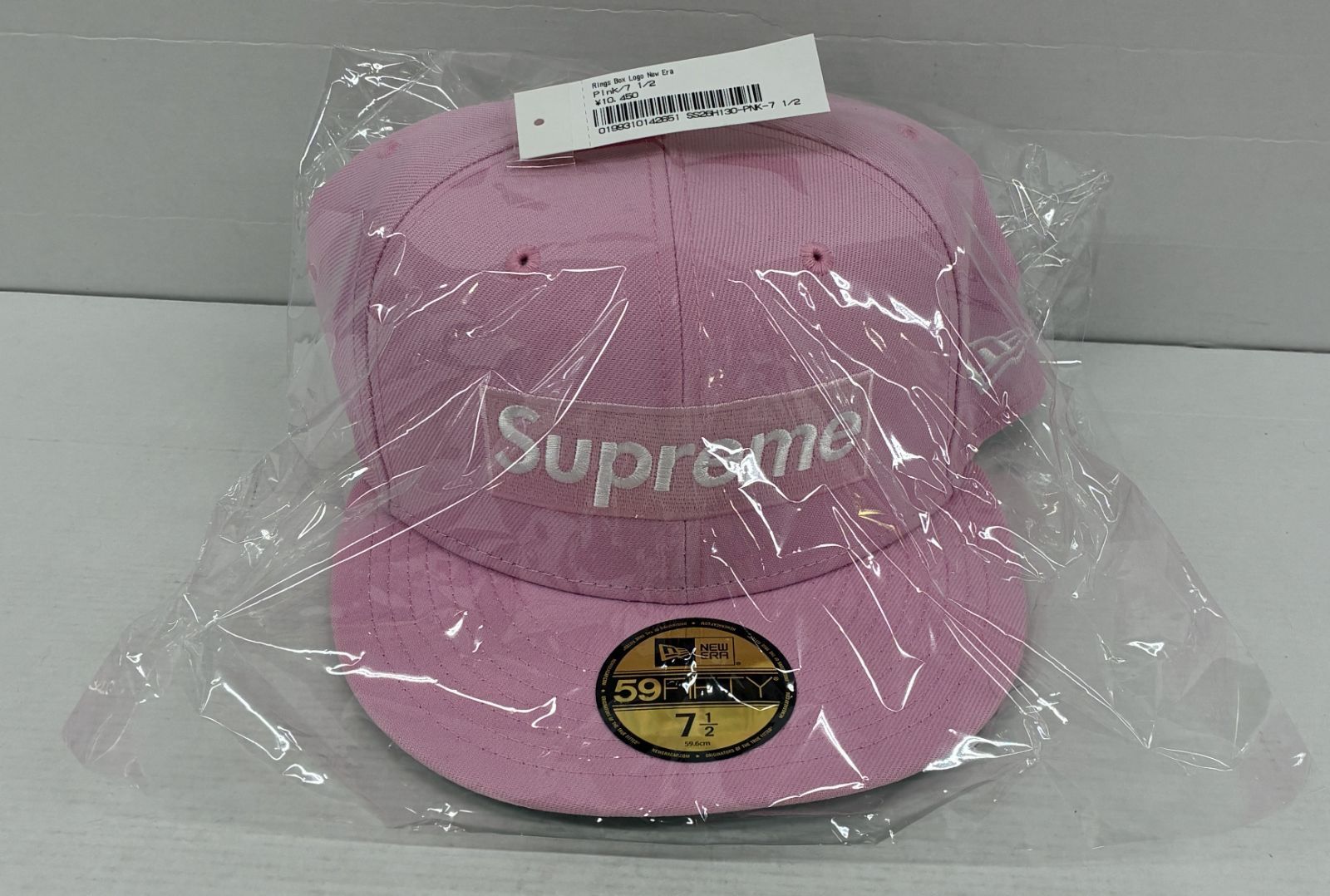 未使用 未開封 Supreme Rings Box Logo New Era Pink 59.6㎝ 7-1/2 シュプリーム リングス ボックスロゴ ニューエラ 帽子【S0515-001】〇 214