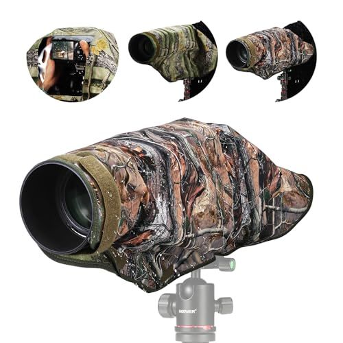NEEWER カメラレインカバー XL 大型防水レインコート 汎用カメラデジタル一眼レフ/ミラーレスに適用 最大800mmまで 両面迷彩グリーンナイロン 防水 屋外撮影 保護カバー 雨対策 PB019t