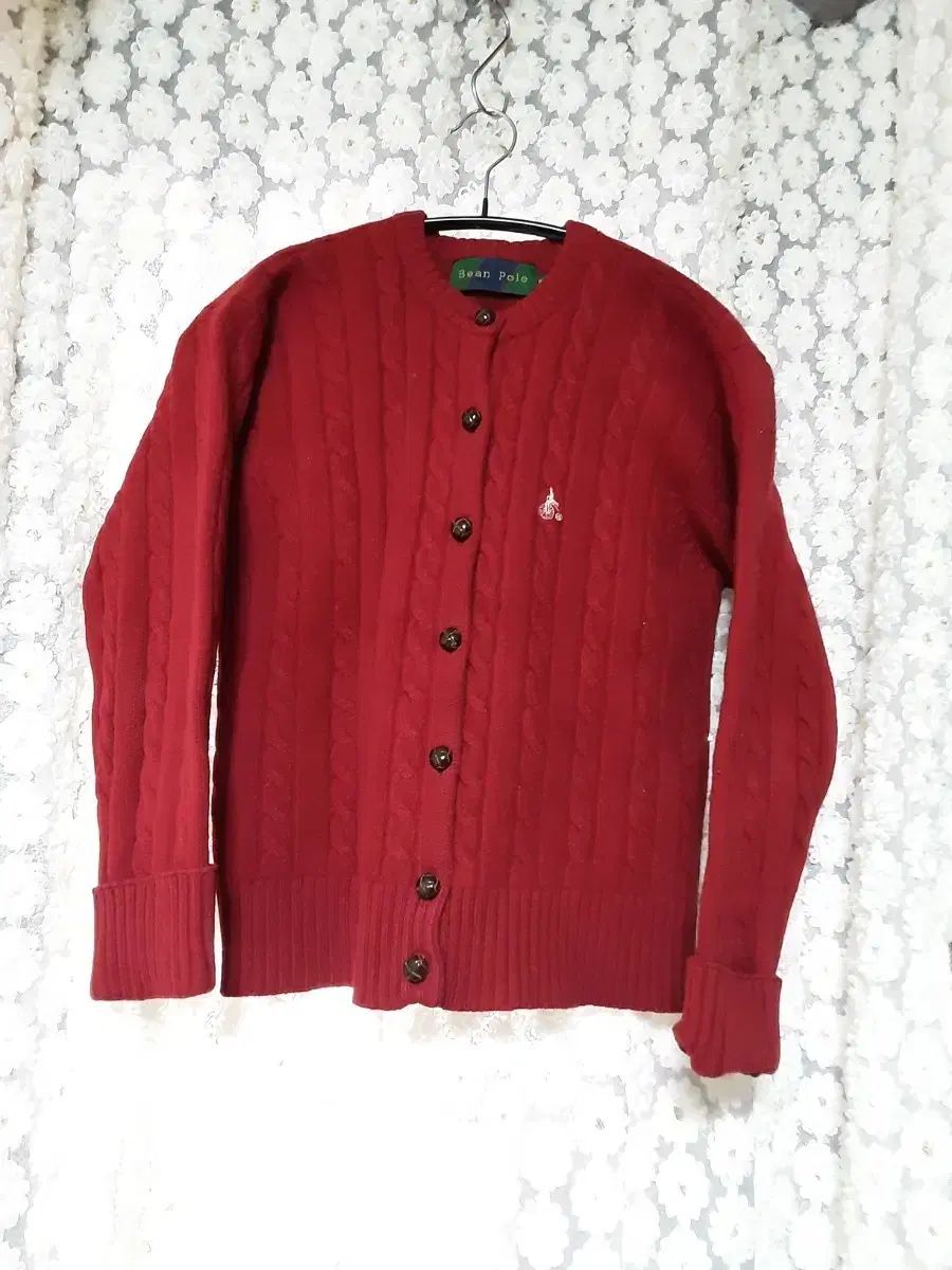 BEAN POLE ビーンポール ケーブル ニット カーディガン レッド