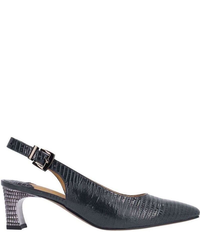 ジェイレニー レディース シューズ ヒール プリント J Renee Hadyn Lizard Print Block Heel Slingback Pumps Navy ネイビー