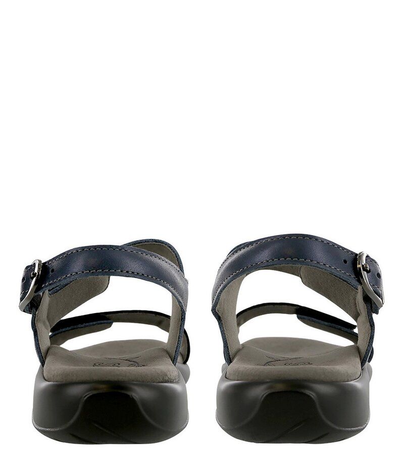 サス レディース シューズ サンダル プリント レザー ヒール SAS Nudu Printed Leather Heel Strap Sandals Navy ネイビー