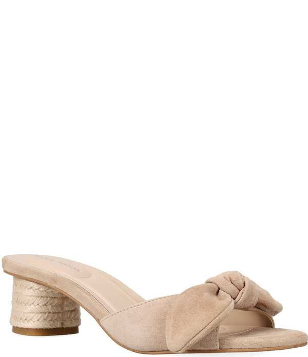 ペレモーダ レディース シューズ サンダル スエード ヒール Pelle Moda Eaden Suede Bow Triangle Heel Slide Sandals Latte