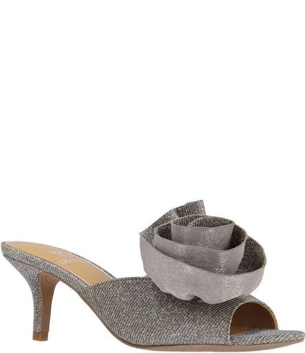 ジェイレニー レディース シューズ サンダル J Renee Briston Glitter Flower Ornamentedresslide Sandals Pewter ピューター