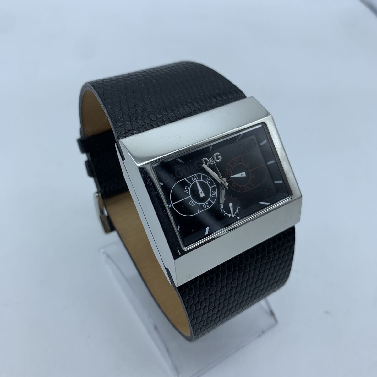 DOLCE&GABBANA TIME D&G クロノグラフ レザーベルト 腕時計 動作品