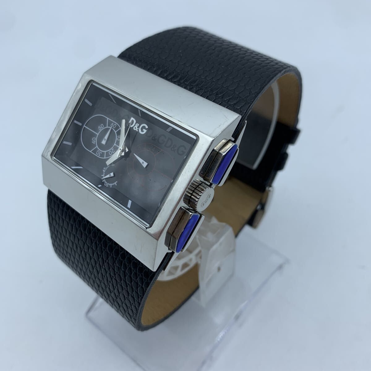 DOLCE&GABBANA TIME D&G クロノグラフ レザーベルト 腕時計 動作品