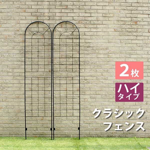 クラシックフェンス ハイタイプ220（2枚組）【送料無料 フェンス ゲート 扉 アイアン ガーデンフェンス ガーデニング 枠 柵 仕切り 目隠し 境目 クラシカル アンティーク トレリス ベランダ つる 薔薇 バラ 朝顔 園芸 ラティス】