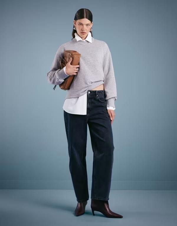 エイソス レディース ボトムス デニムパンツ ジーンズ ASOS DESIGN slim barrel jeans Blue black ブラック