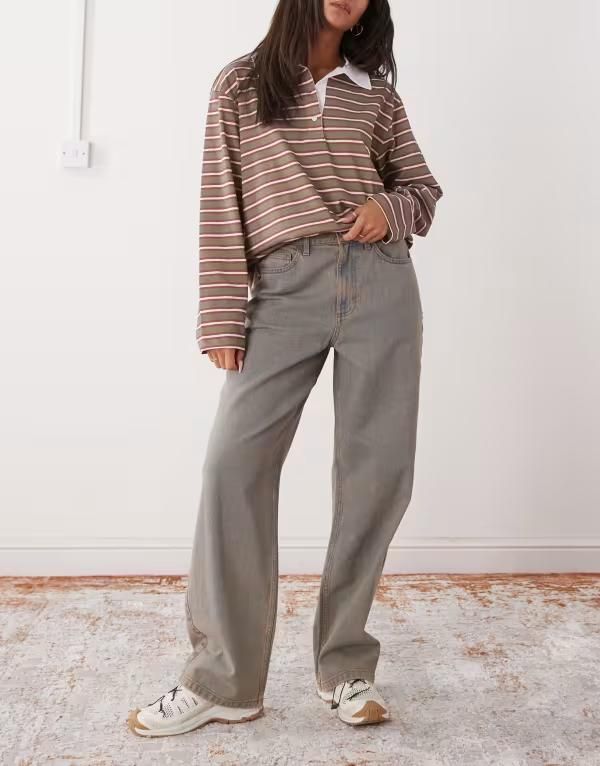 コルージョン レディース ボトムス デニムパンツ ジーンズ COLLUSION antifit mid rise jeans in washed Washed Brown ブラウン