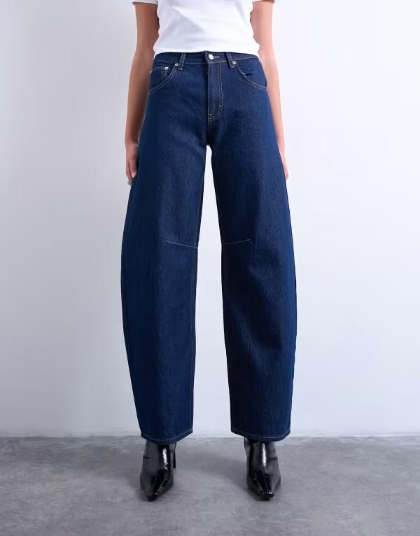 トップショップ レディース ボトムス デニムパンツ ジーンズ Topshop Barrel high rise jeans in indigo rinse Indigo rinse インディゴ
