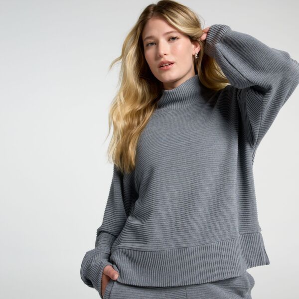キャリー レディース アウター ジャケット・ブルゾン モックネック シャツ CALIA Womens Elevate Rib Mock Neck Shirt Dark Heather Grey グレー