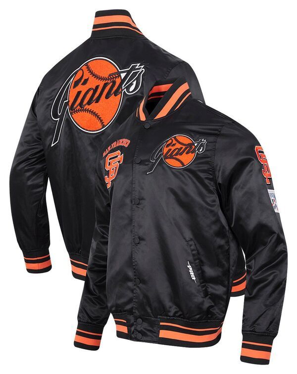 プロスタンダード メンズ アウター ジャケット・ブルゾン サテン Pro Standard Mensan Francisco Giants Retro Rib Satin Jacket Black ブ
