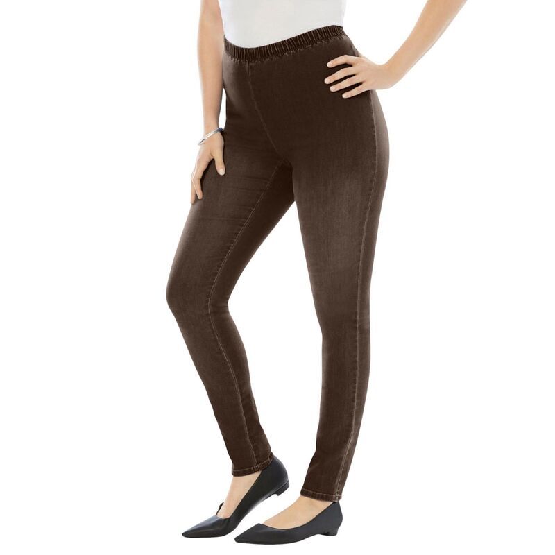 ロアマンズ レディース ボトムス デニムパンツ プラスサイズ プチ Roamans Womens Plusize Petite Slim Leg Comfort Stretch Jean Chocol