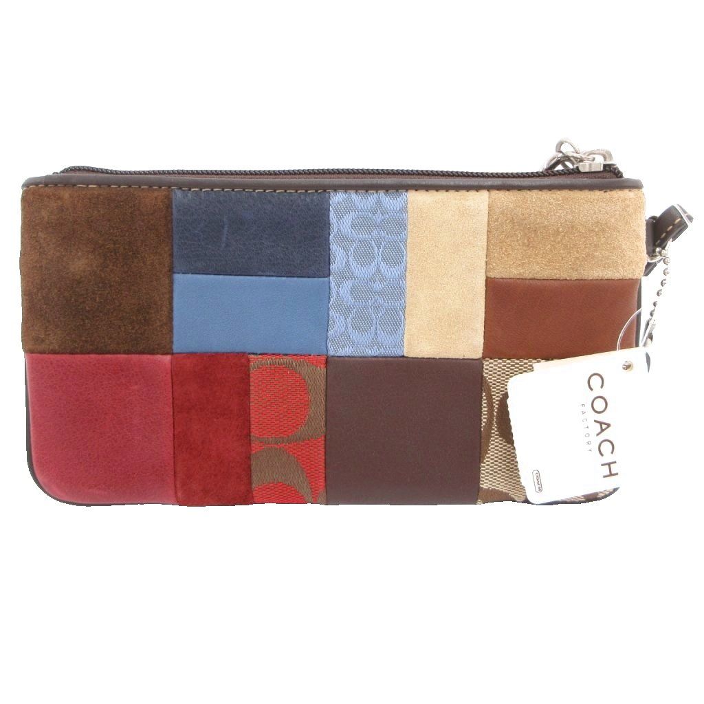 コーチ COACH ポーチ シグネチャー パッチワーク リストレット レッド