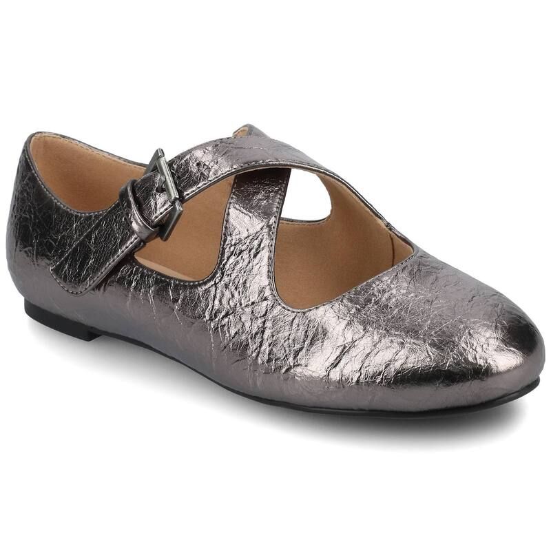 ジャーニー レディース シューズ サンダル Journee Ivanna Womens Almond Toe Buckle Detail Mary Jane Flats Pewter ピューター