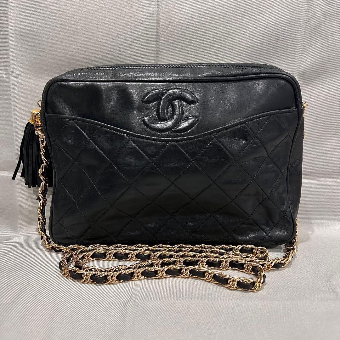 CHANEL シャネル フリンジショルダー バッグ ココマーク ブラック 斜めかけ シリアルシール