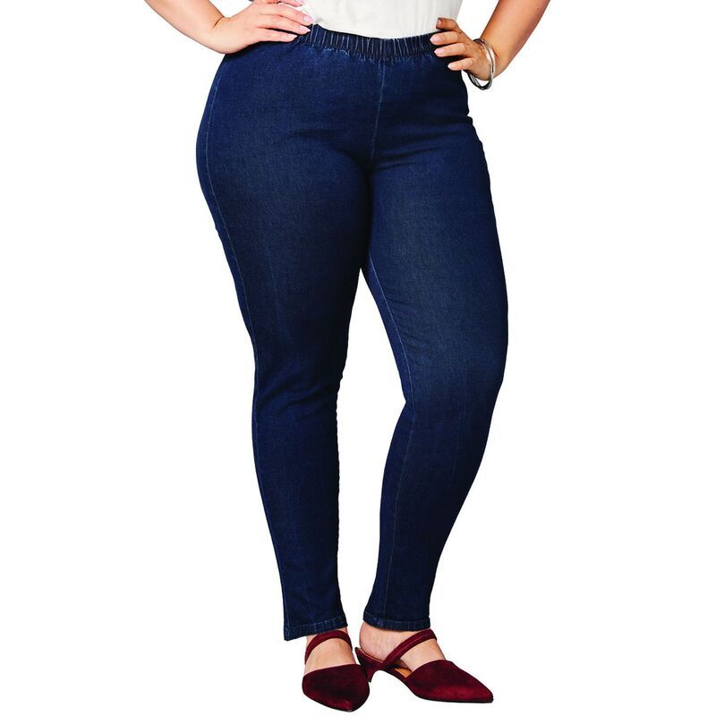 ロアマンズ レディース ボトムス デニムパンツ プラスサイズ プチ Roamans Womens Plusize Petite SlimLeg Comfort Stretch Jean Indigo