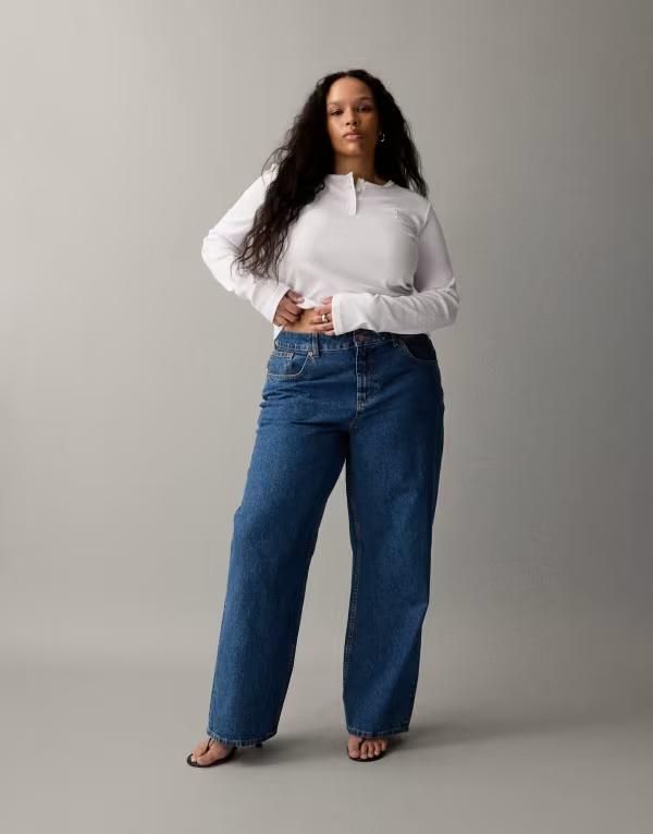 エイソス レディース ボトムス デニムパンツ ワイドレッグ ジーンズ ASOS Curve ASOS DESIGN Circular Design Collection Curve wide leg