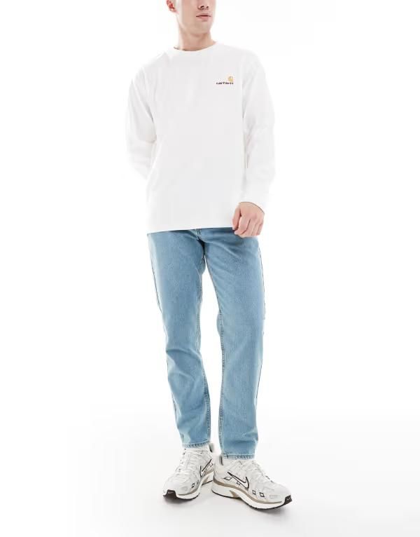 エイソス メンズ ボトムス デニムパンツ ジーンズ ASOS DESIGN tapered jeans in tinted light wash LIGHT WASH BLUE ブルー