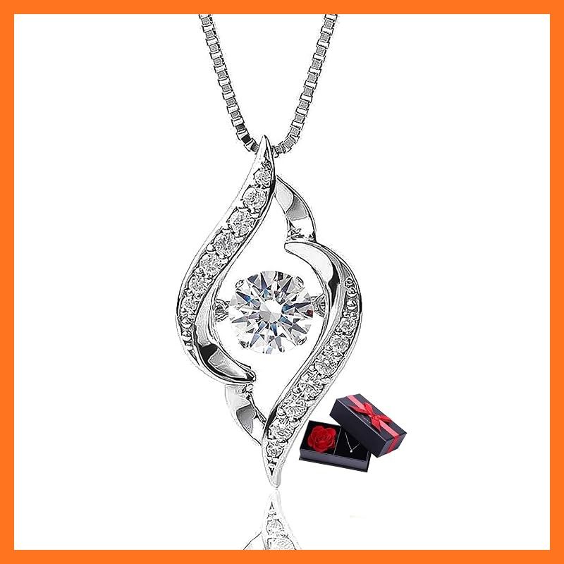 【新品】 PLUSTER ダンシングストーン ネックレス H&C キュービック ジルコニア 一粒 (フラワーボックスセット) 金属アレルギー対応 シルバー925 (クロスフォー 本物)/ レディース メンズ ジュエリー アクセサリー 誕生日 クリスマス プレゼ