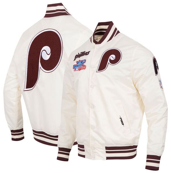 プロスタンダード メンズ アウター ジャケット・ブルゾン サテン Pro Standard Mens Philadelphia Phillies Cream Retro Rib Satin Jacke