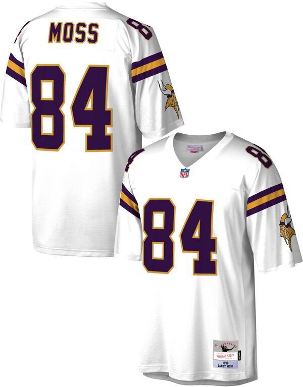 ミッチェルネス メンズ トップス シャツ ジャージー Mitchell Ness Mens Minnesota Vikings Randy Moss 84 White Throwback Jersey